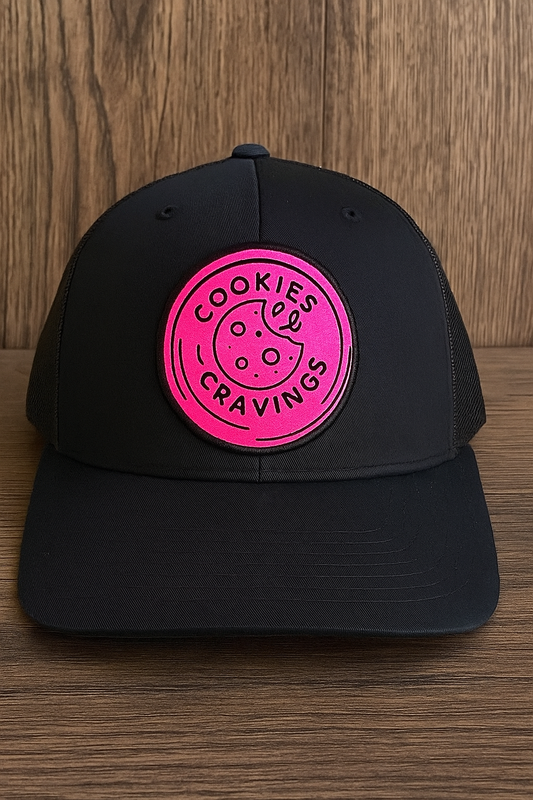 Black Trucker with Pink Logo Patch