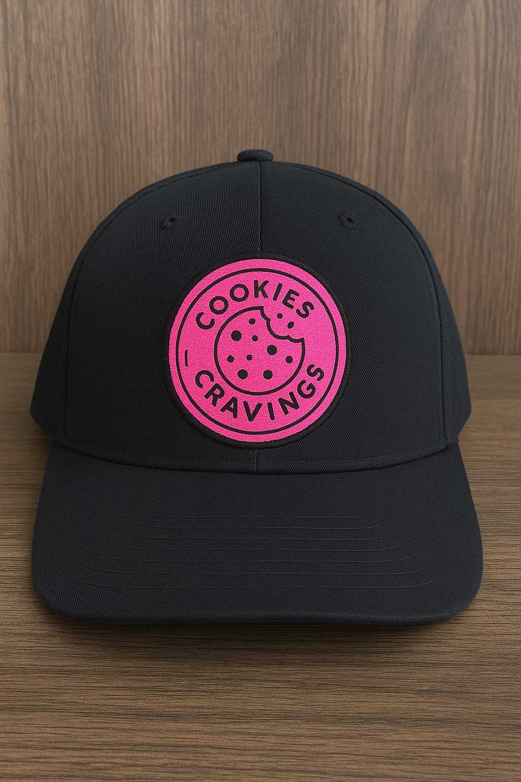 Black Cotton Hat – with Pink Logo Patch