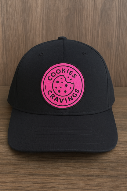 Black Cotton Hat – with Pink Logo Patch