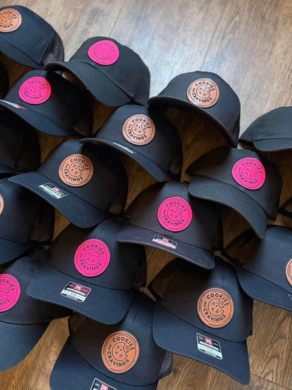 Black Trucker with Pink Logo Patch